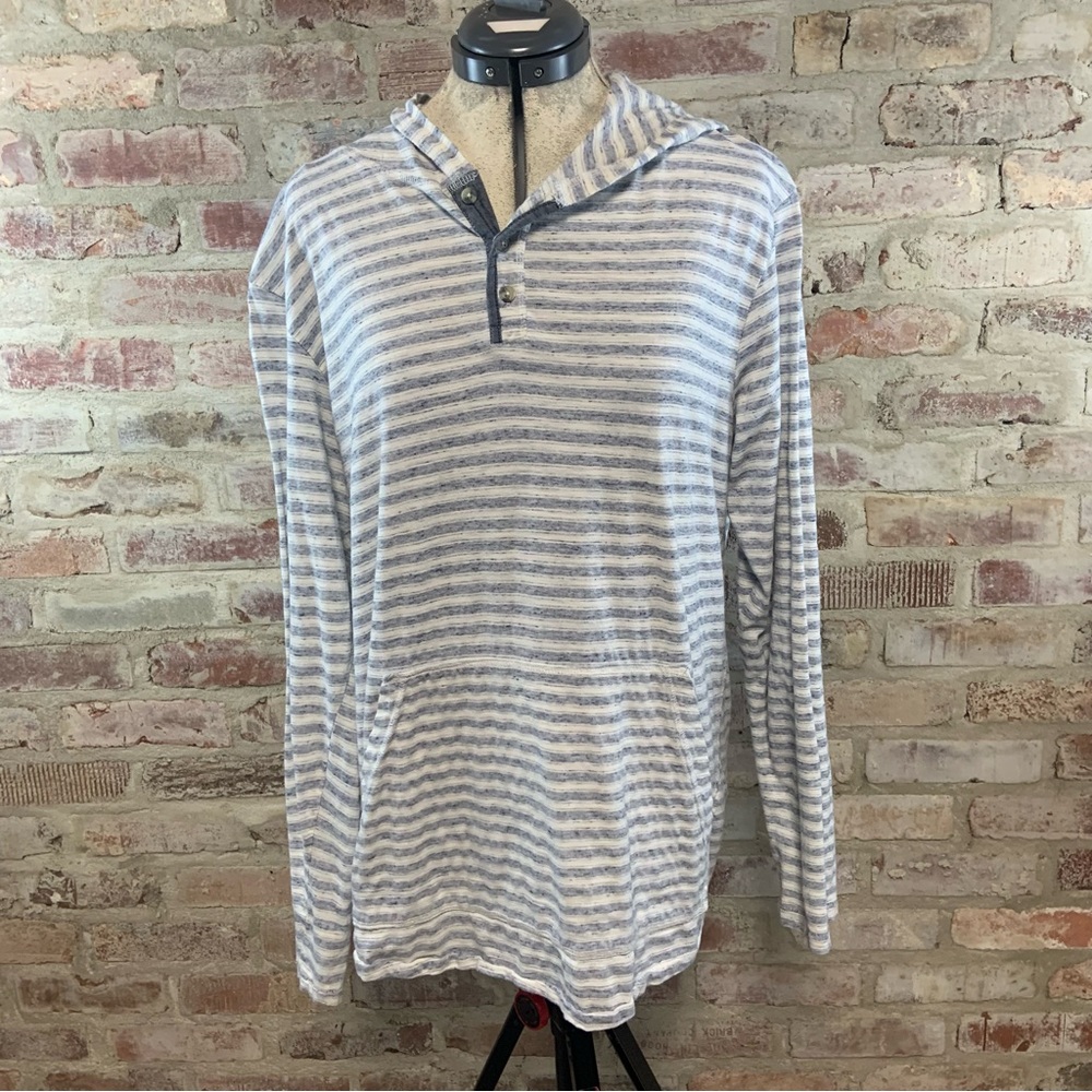 Pd&c blu white striped lightweight hoodie large